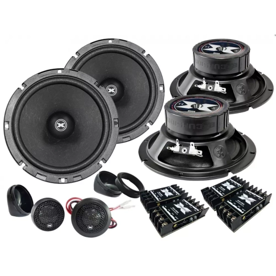 Excursion SHX-6C dB  2-drożny samochodowy zestaw głośnikowy: 4 woofery 165mm, 2 tweetery 25mm, 4 zwrotnice - 1.5ohm, 180/400W, 95dB, 40-21000Hz, głęb.